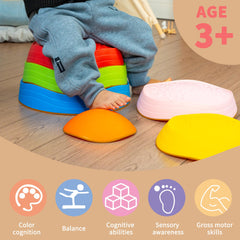 Oranmew Stepping Stones with different heights enabling varied balance challenges.