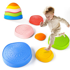 Oranmew Stepping Stones front view showing colorful, safe balance pieces for kids.