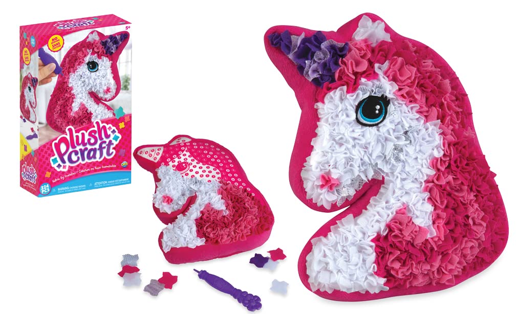 Orb PlushCraft Fabric by Numbers kit guides kids to complete a cozy unicorn pillow.