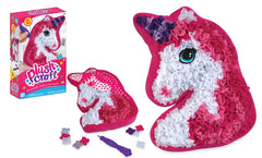 Orb PlushCraft Fabric by Numbers kit guides kids to complete a cozy unicorn pillow.