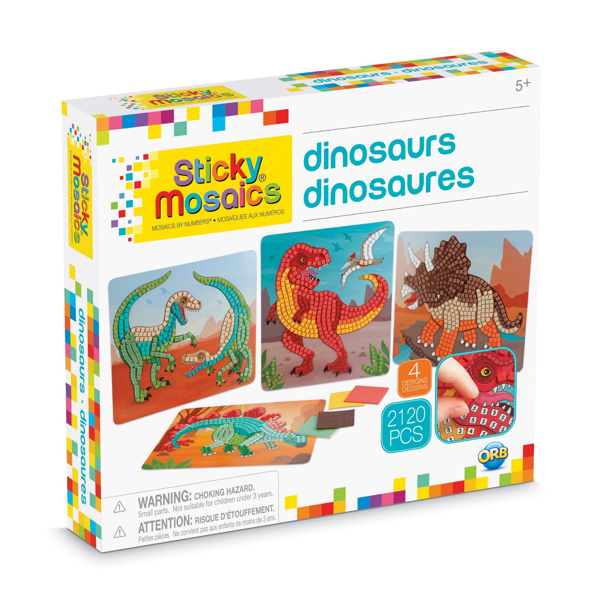 ORB Sticky Mosaics Dinosaurs tiles ready for peel and stick crafting