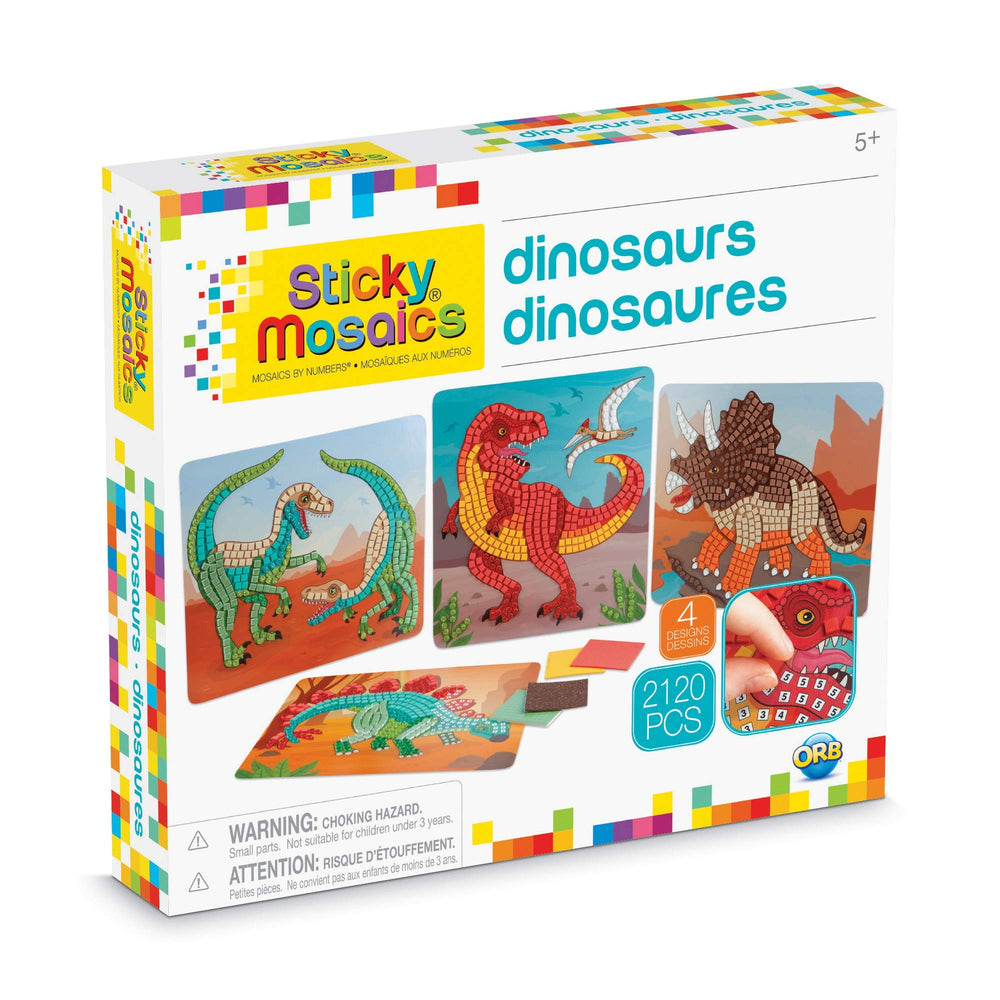 ORB Sticky Mosaics Dinosaurs tiles ready for peel and stick crafting