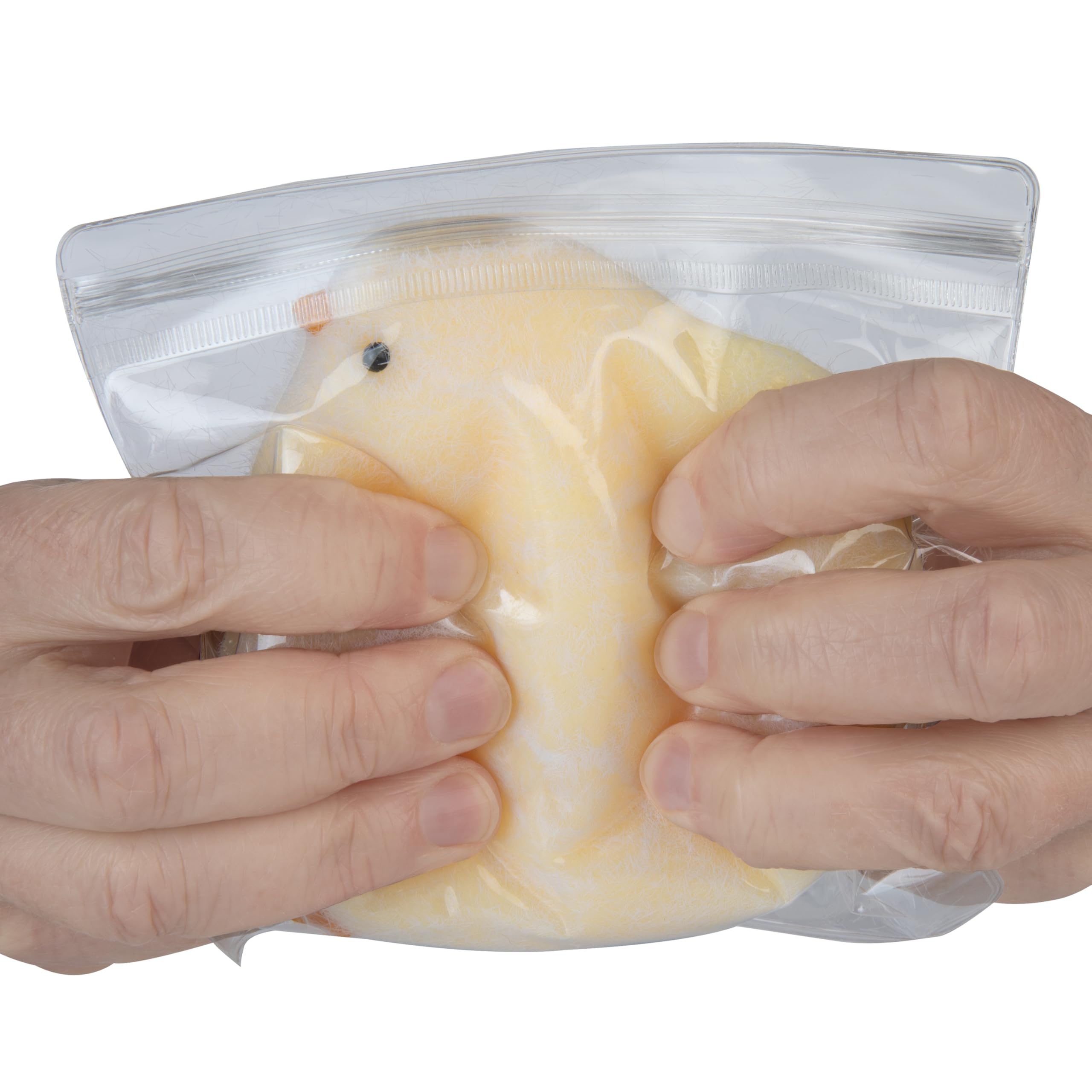 ORB TABA Yellow Chick durability in hand, washable with soap and warm water