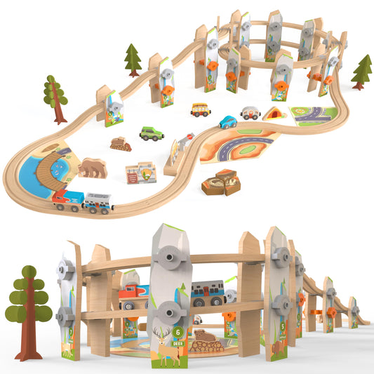 Orbrium wooden train set elevated track section for tall, stable layouts.