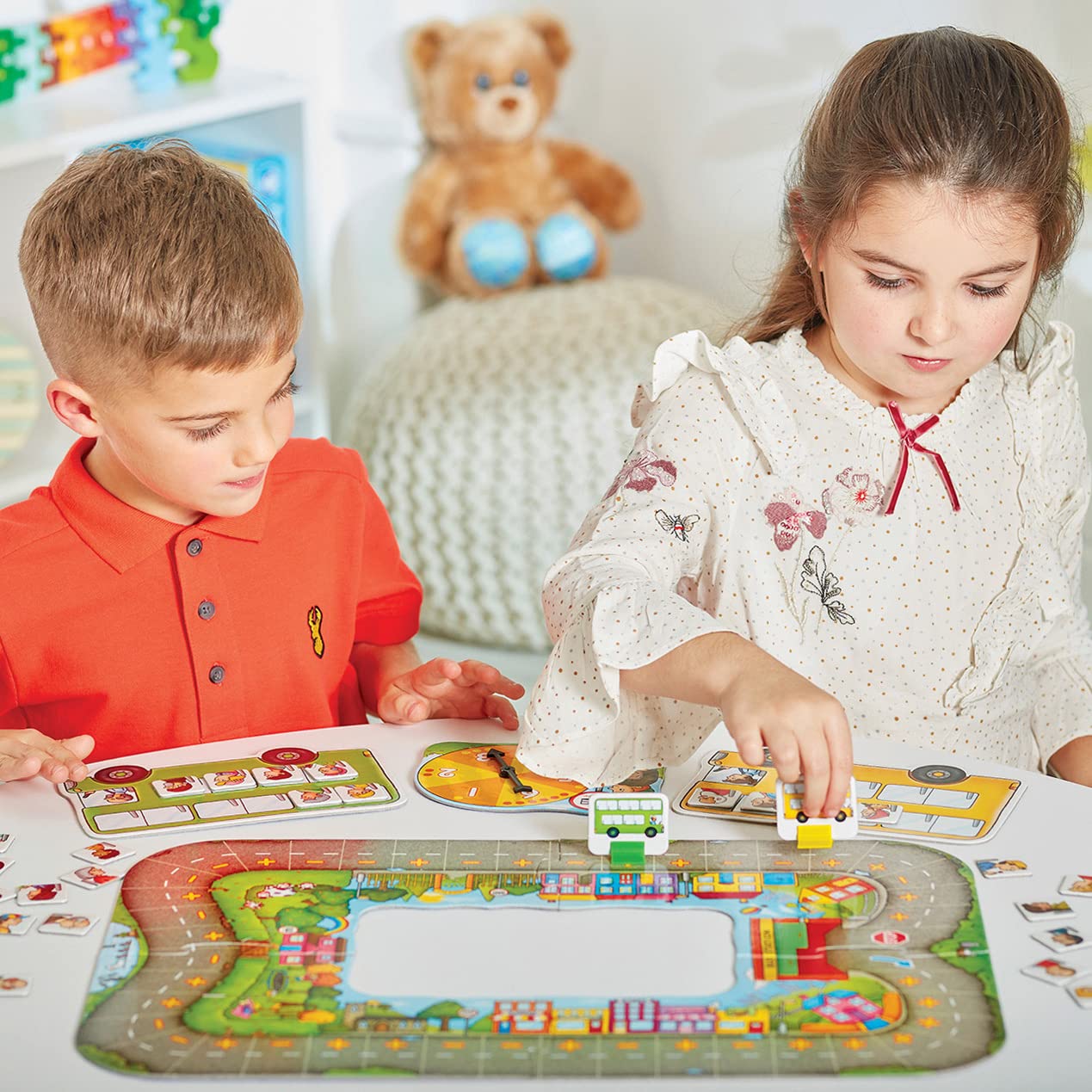 Orchard Toys Moose Bus Stop dice add luck to math-powered play.