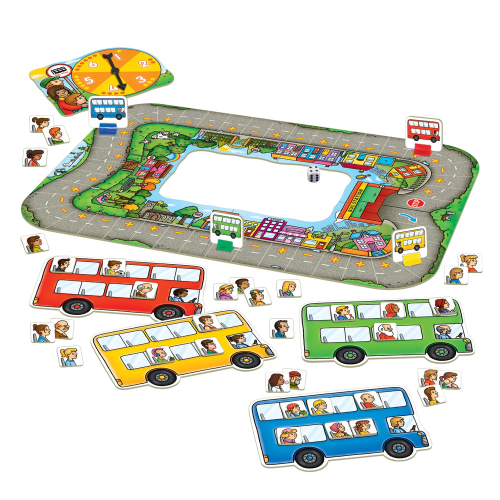 Orchard Toys Moose Bus Stop pieces engage kids during quick math turns.