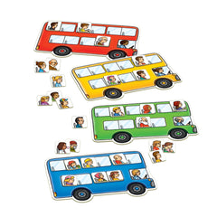 Orchard Toys Moose Bus Stop spinner guides passenger counts during play.
