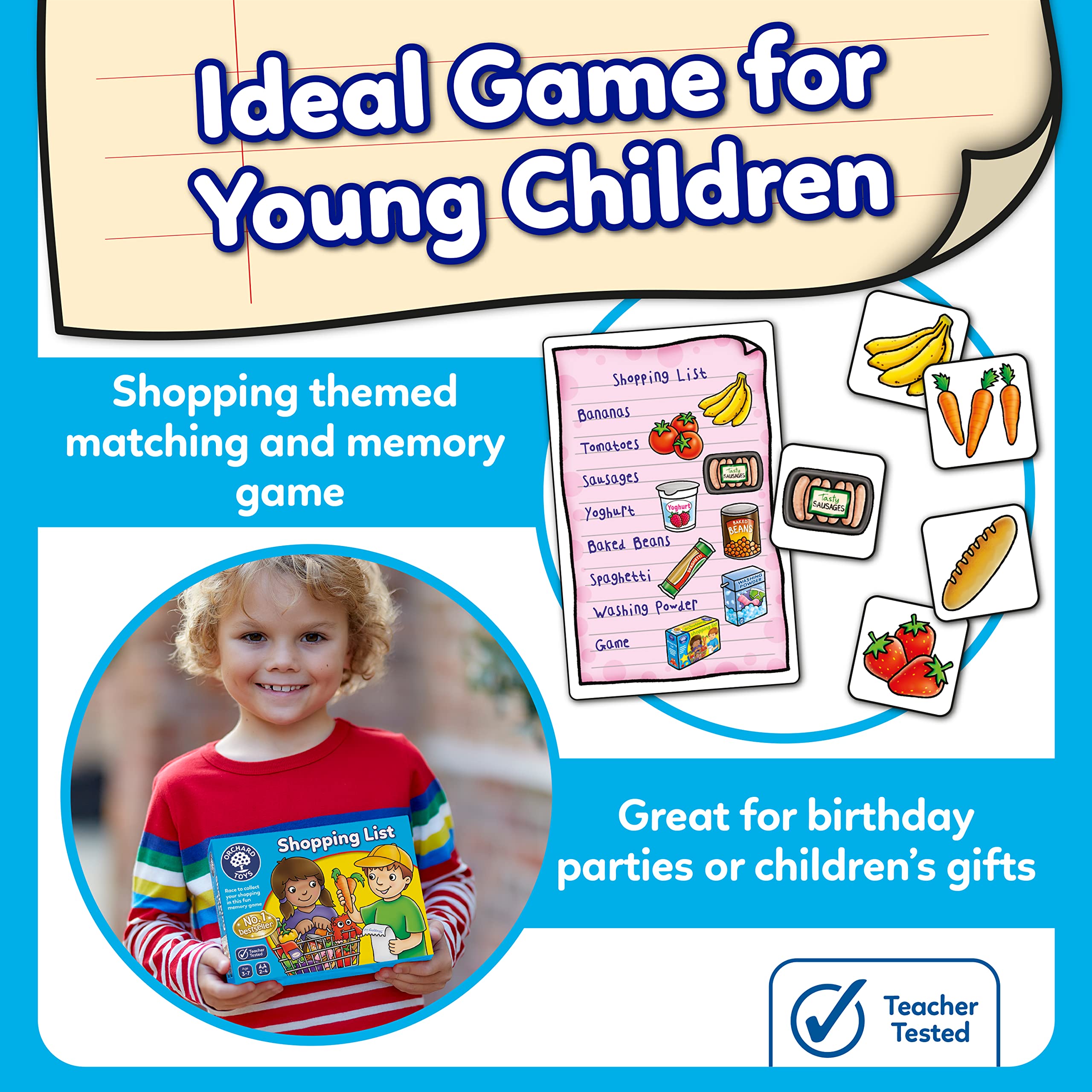 Orchard Toys Shopping List supports 2-4 players for collaborative play.