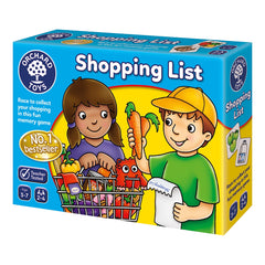 Orchard Toys Shopping List box showcases colorful groceries for engaging home learning.