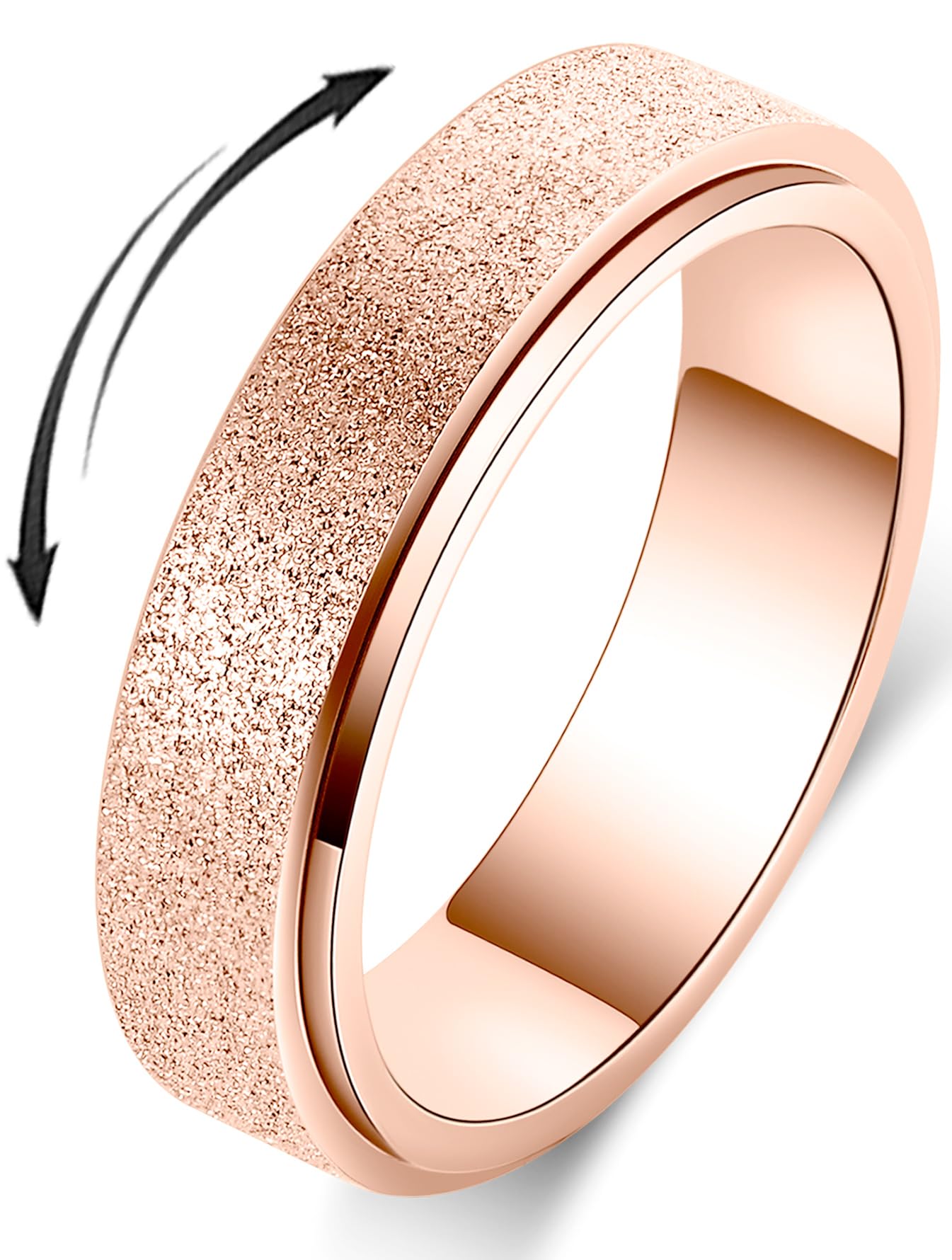 OreilleStar Anxiety Ring front view shows rose gold tone and 6mm width for daily wear