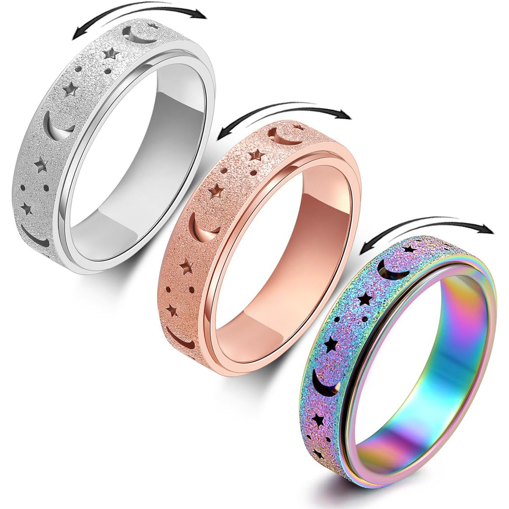 OreilleStar anxiety ring in rose gold worn on the finger for focused, discreet fidgeting.