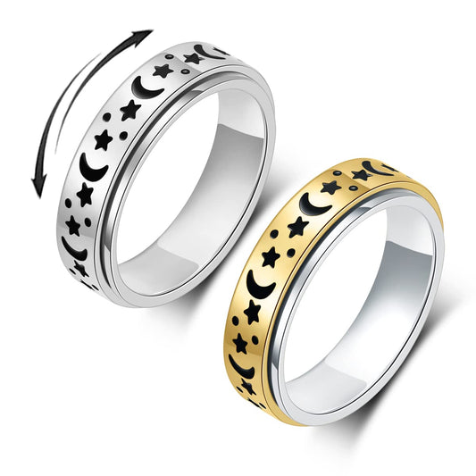 OreilleStar anxiety ring silver close-up shows smooth spin for focus