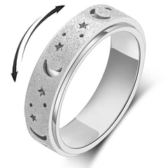 OreilleStar anxiety ring spinner in silver, close-up showing a smooth finish for daily fidget use.