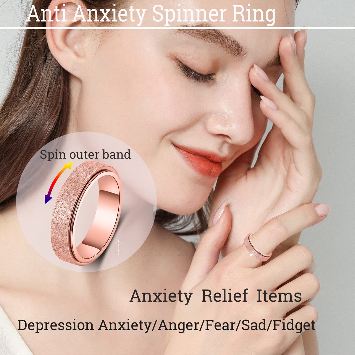 OreilleStar Anxiety Ring titanium finish highlights durability and shine for everyday wear