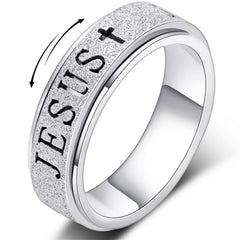 OreilleStar cross spinner ring in silver shines while you fidget quietly and discreetly