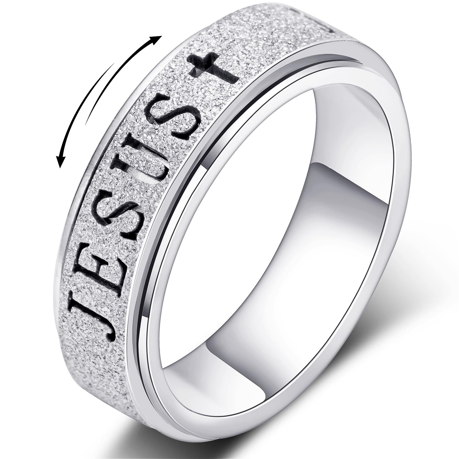 OreilleStar fidget spinner anxiety ring silver close-up showing smooth spin for focus.