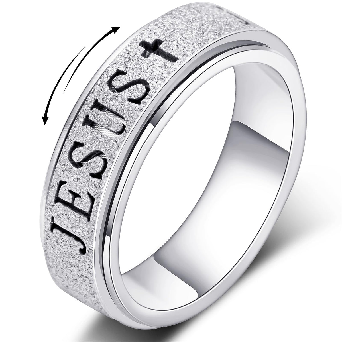 OreilleStar fidget spinner anxiety ring silver close-up showing smooth spin for focus.