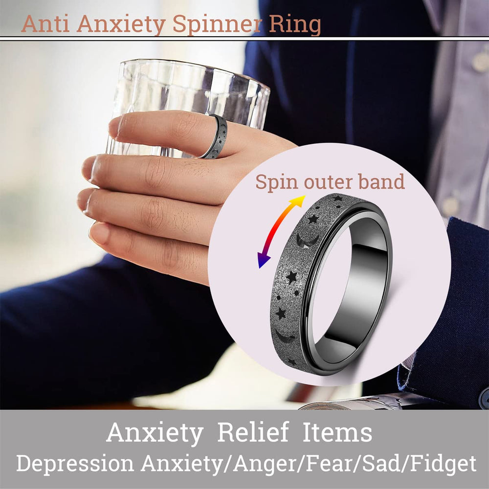 OreilleStar moon and star design spinner ring for stylish mood support