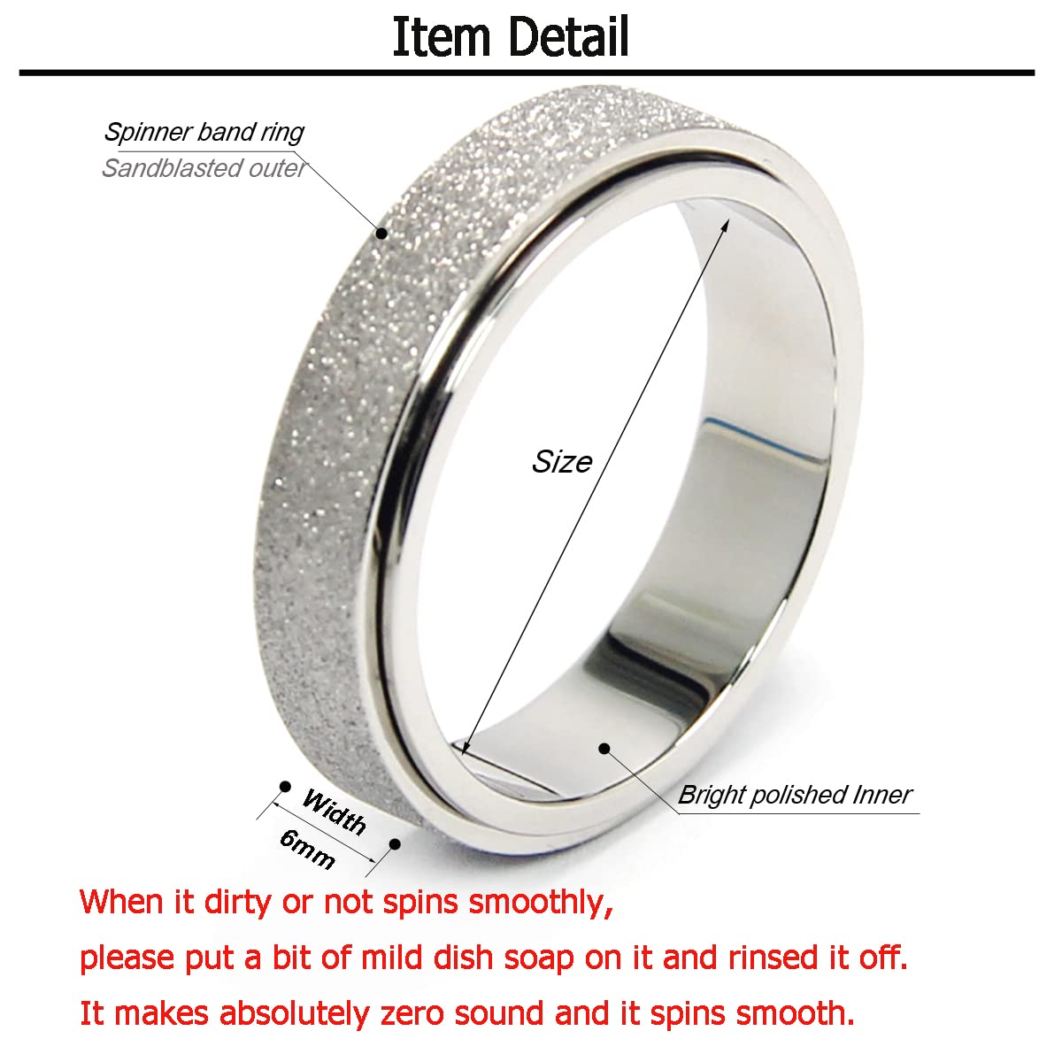 OreilleStar titanium stainless steel ring with a polished surface for daily style