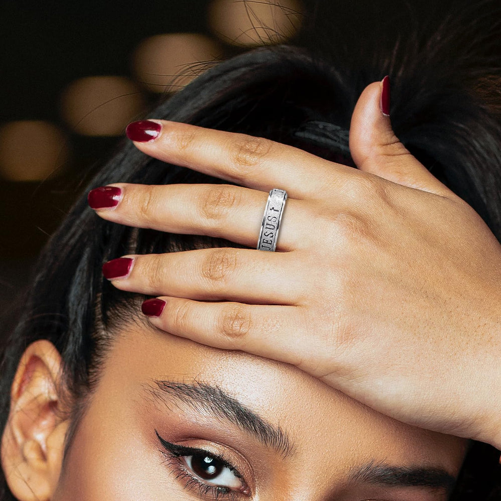 OreilleStar womens fidget ring silver with smooth spin for concentration during work.