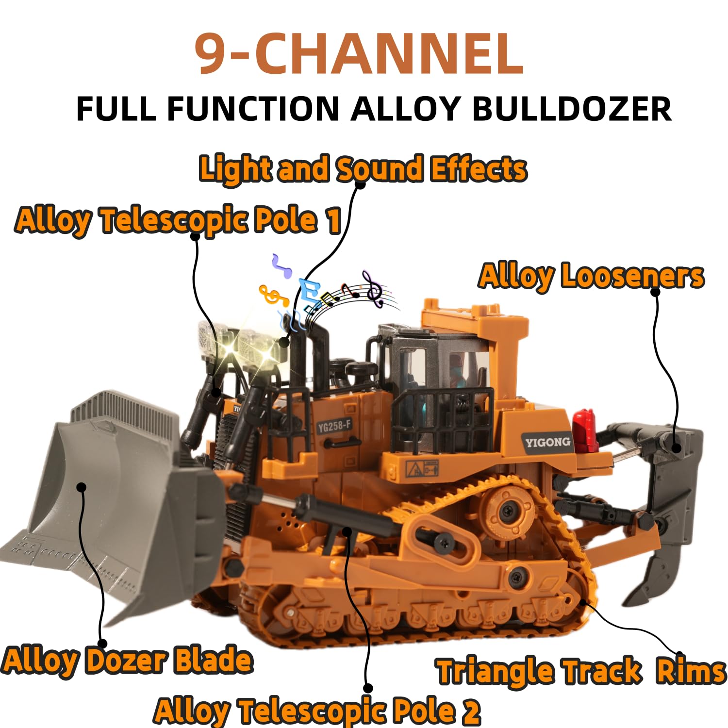 OrgaNatureQueen bulldozer side profile highlights durable metal construction for long-lasting fun.