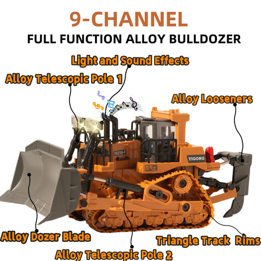 OrgaNatureQueen bulldozer side profile highlights durable metal construction for long-lasting fun.