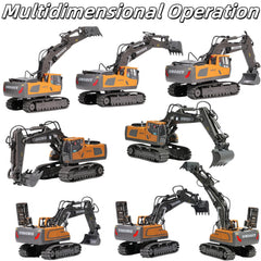 OrgaNatureQueen RC Excavator arm-motion enables precise crane control during demos.