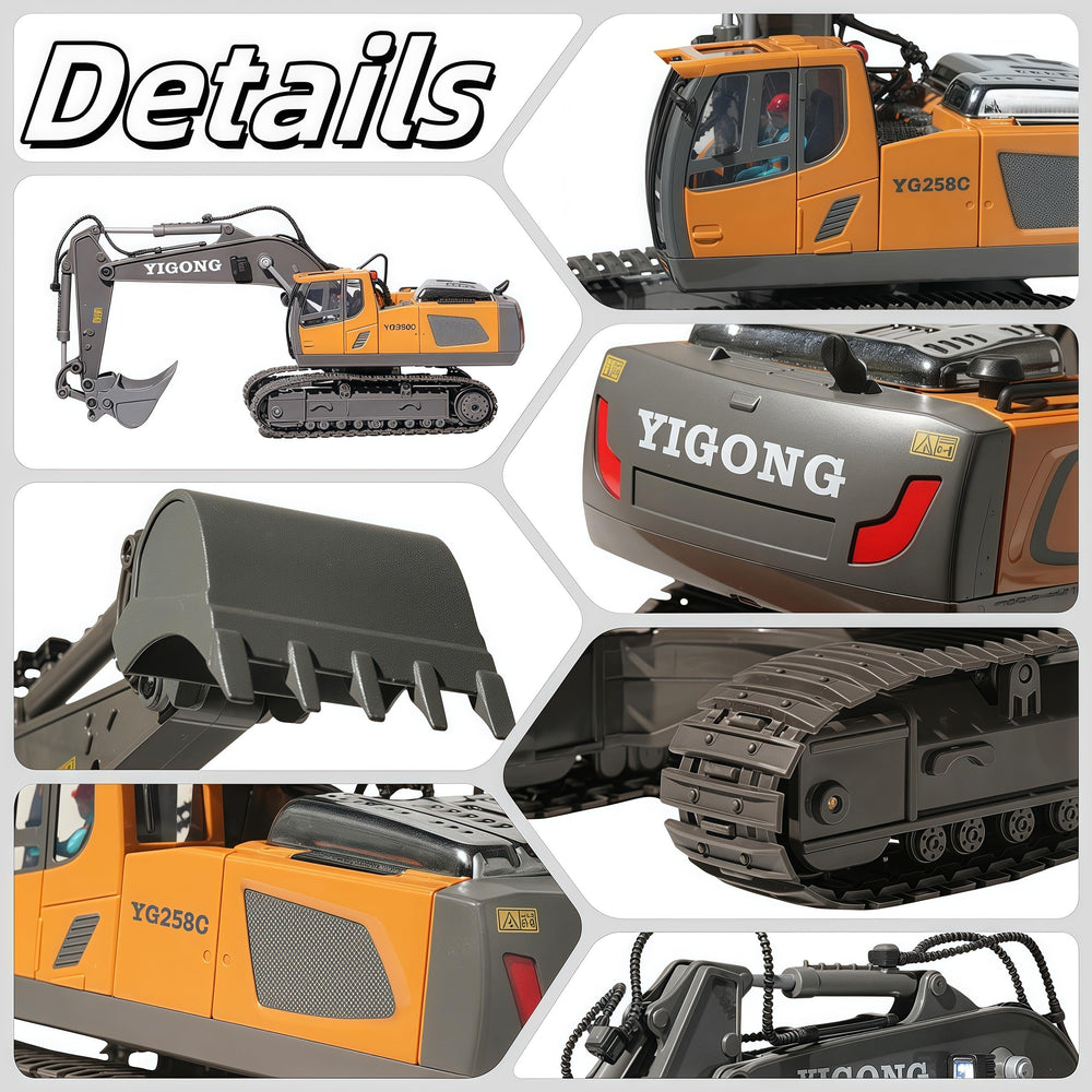 OrgaNatureQueen RC Excavator bucket-action shows authentic digging moments.