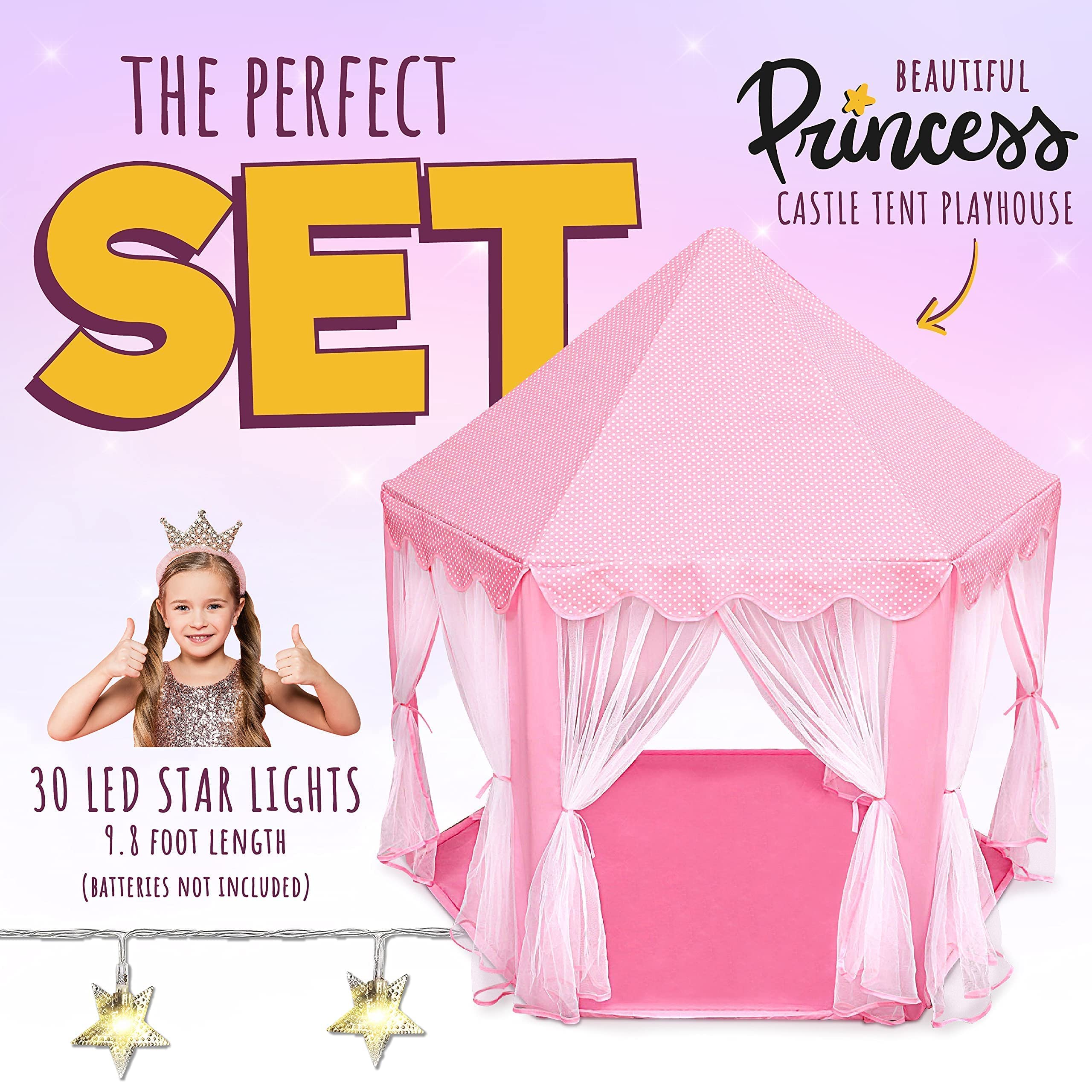 Orian pink princess tent designed for girls for cozy pretend play