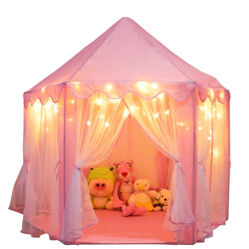 Orian Princess Castle Play Tent with star lights for magical indoor play