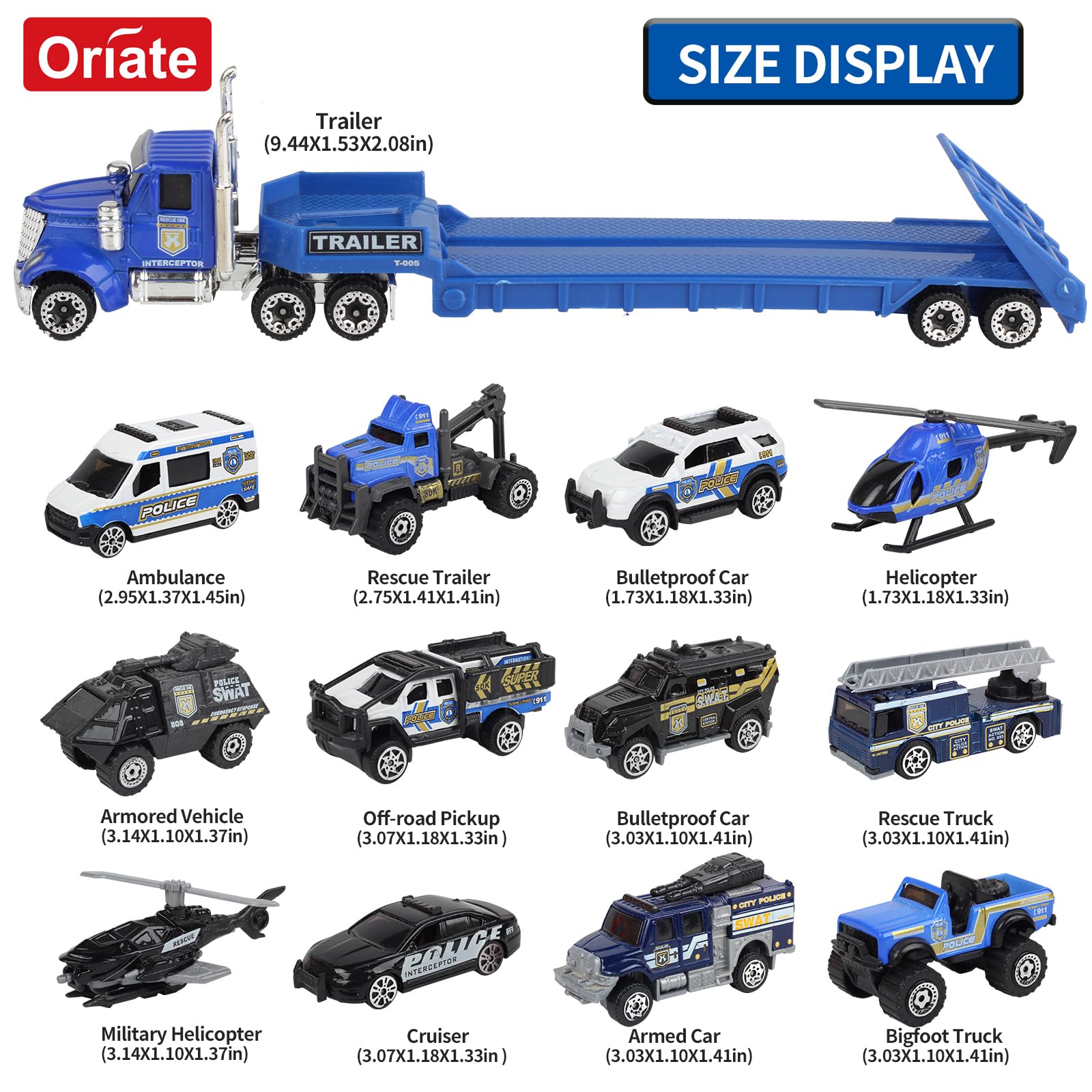 Oriate 1:64-scale police vehicles for realistic miniature scenes