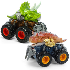 Oriate Triceratops dinosaur truck in vivid green fuels imaginative play.
