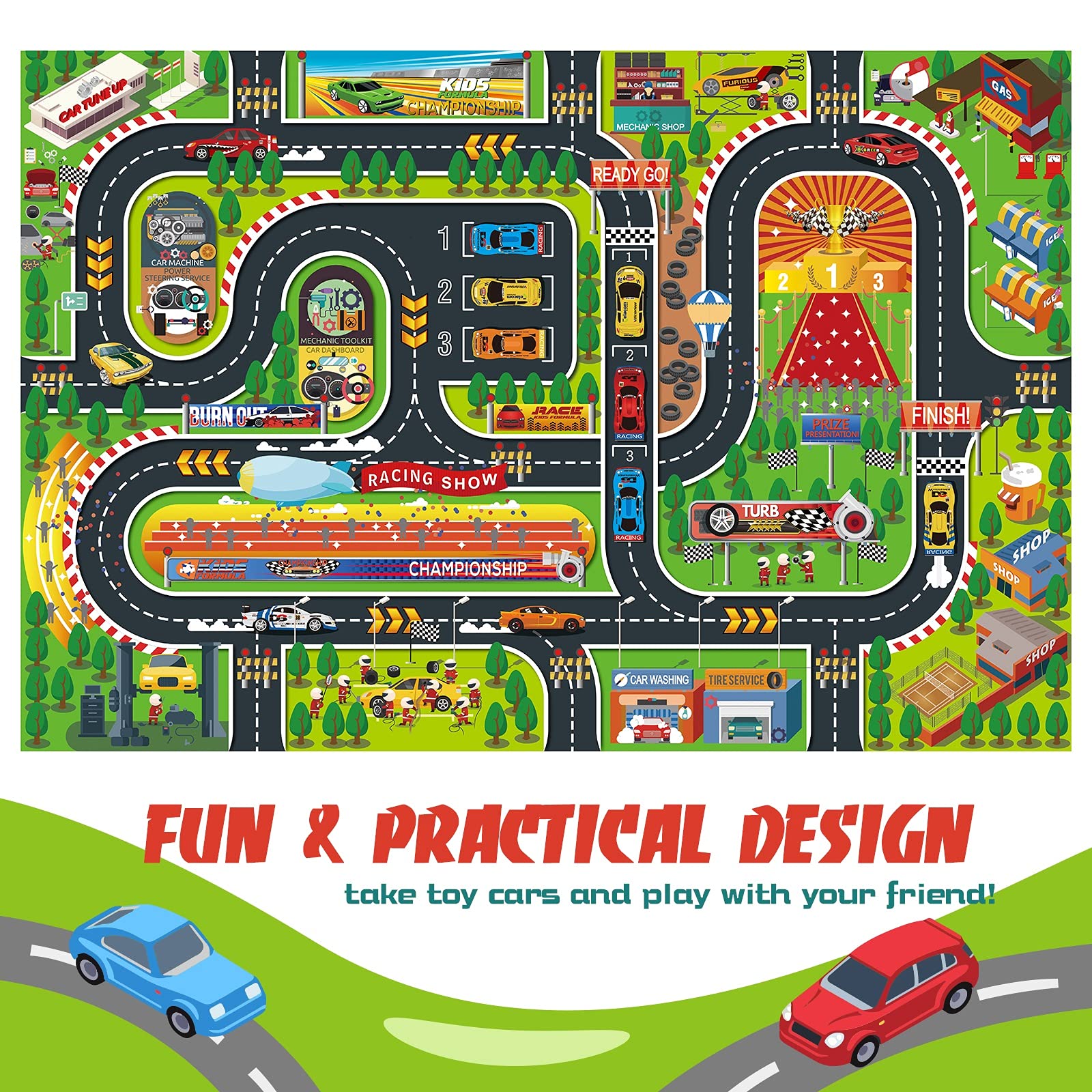 Oriate Kid Dream Mat Racetrack: smooth layout supports car play and race storytelling