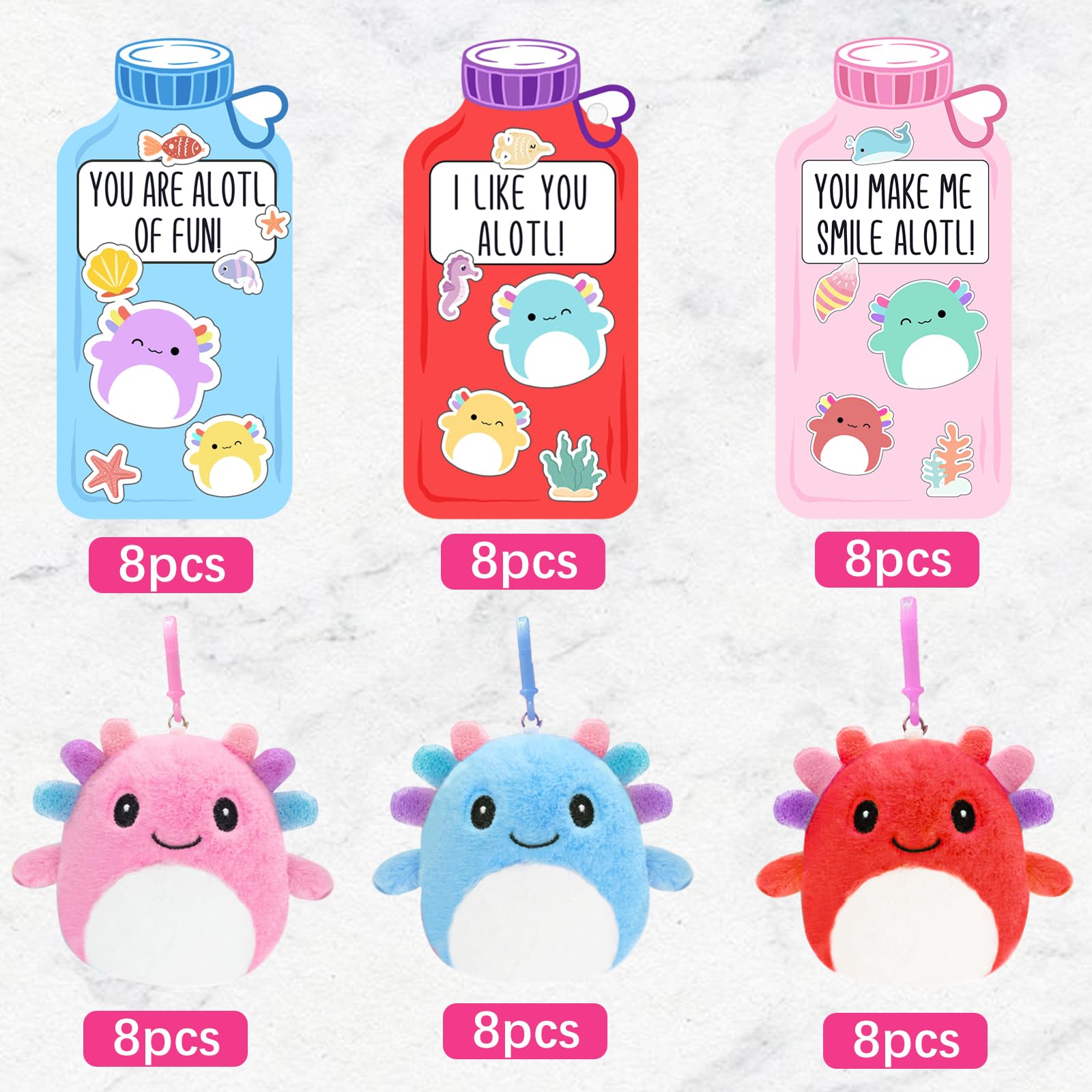 ORIENTAL CHERRY axolotl plush keychain design B, vibrant classroom prize appeal