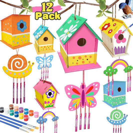 ORIENTAL CHERRY birdhouse-windchime kit pack for family crafting and colorful decor
