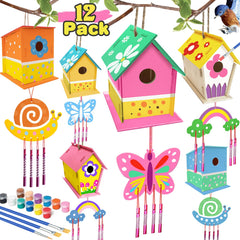 ORIENTAL CHERRY birdhouse-windchime kit pack for family crafting and colorful decor