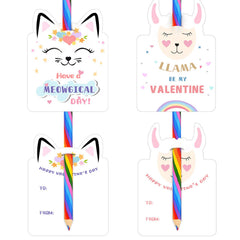 Oriental Cherry llamacorn card design with pencils for classroom cheer.