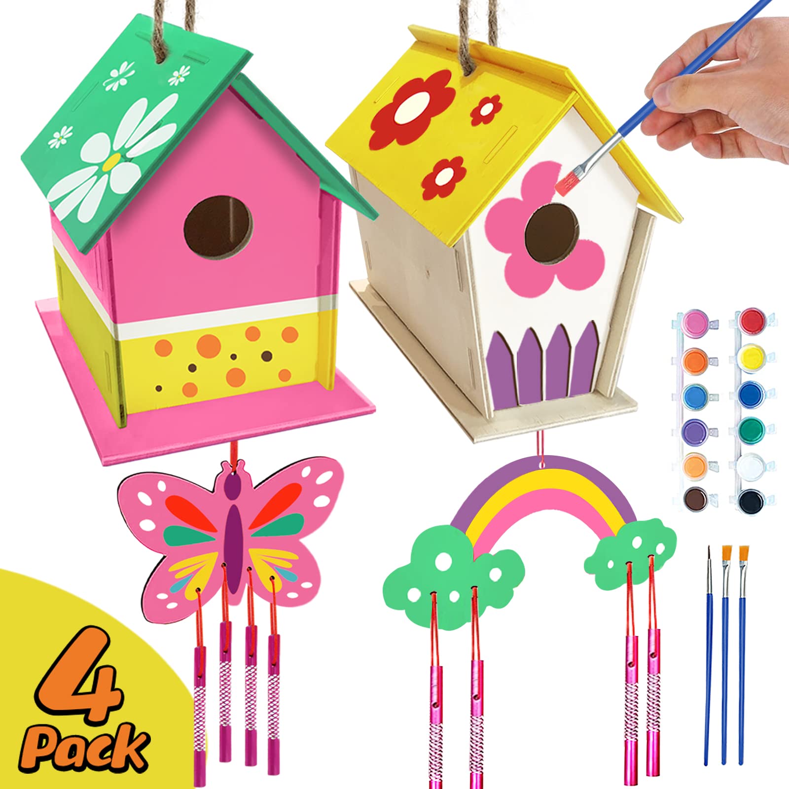 ORIENTAL CHERRY wind chime kit painting captures bright colors for playful outdoor decor.