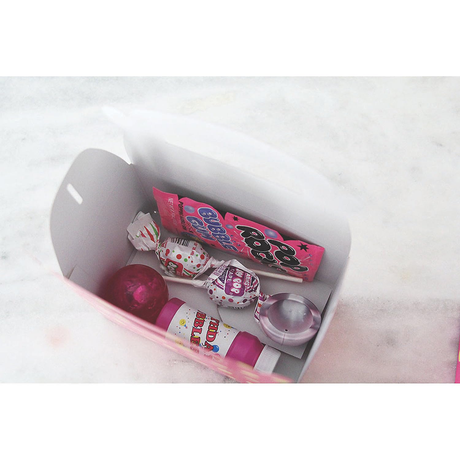 Oriental Trading large marbleized poppers side view, ideal for event decor and playful reveals
