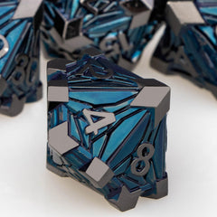 Orifantou metal dice box interior view with seven dice