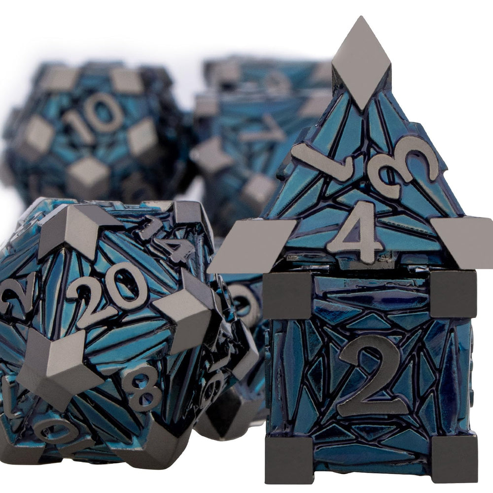 Orifantou metal DND dice set showing D20 and balanced feel