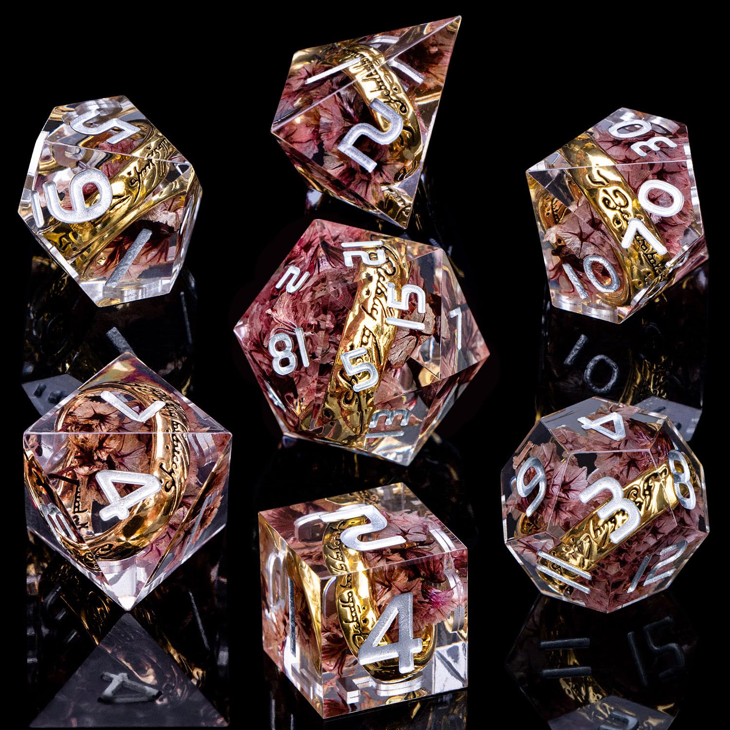 ORIFANTOU sharp-edge resin dice with pink flower design for precise rolls