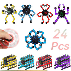 Original Ecology transformable fidget spinner 24-pack viewed with six deformable chains for tactile play and calm focus.