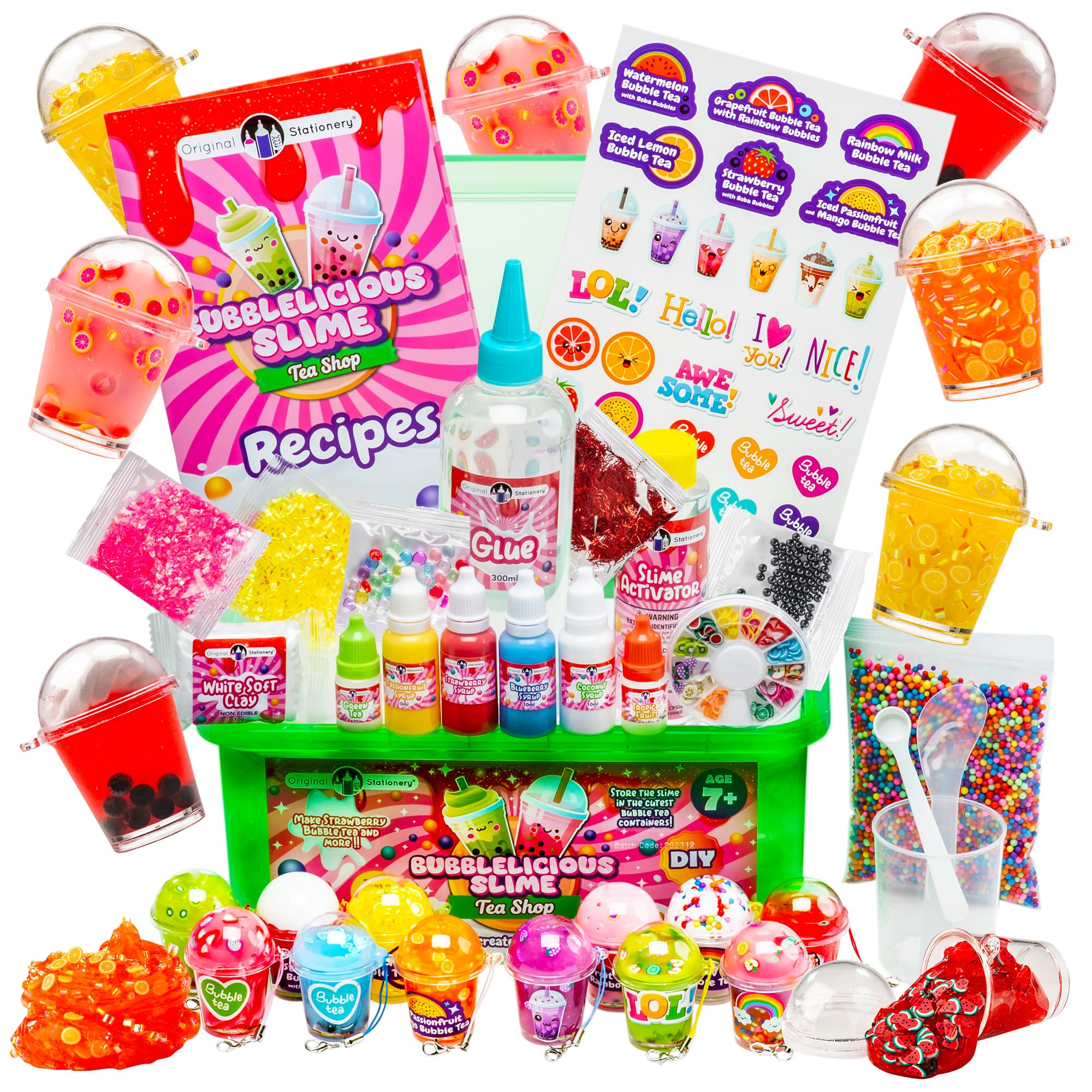 Original Stationery Bubble Tea Slime Kit cover with vibrant colors for creative play.