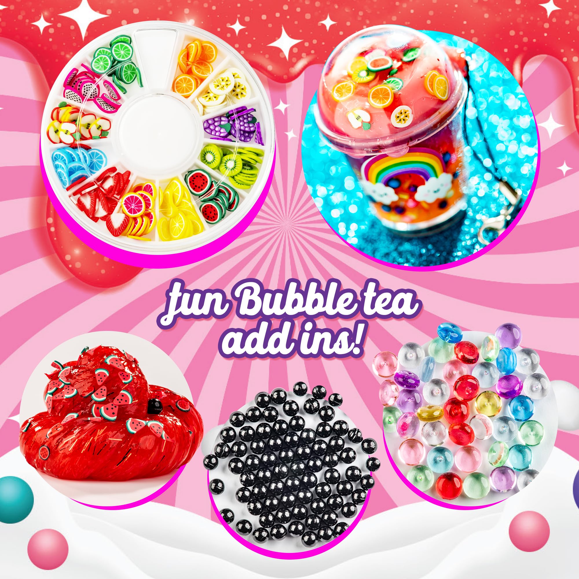 Original Stationery Bubble Tea Slime Kit portable jars enable easy sharing on trips.
