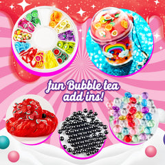 Original Stationery Bubble Tea Slime Kit portable jars enable easy sharing on trips.
