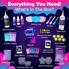 Original Stationery Galaxy Slime Kit blue slime sparks colorful crafting fun.