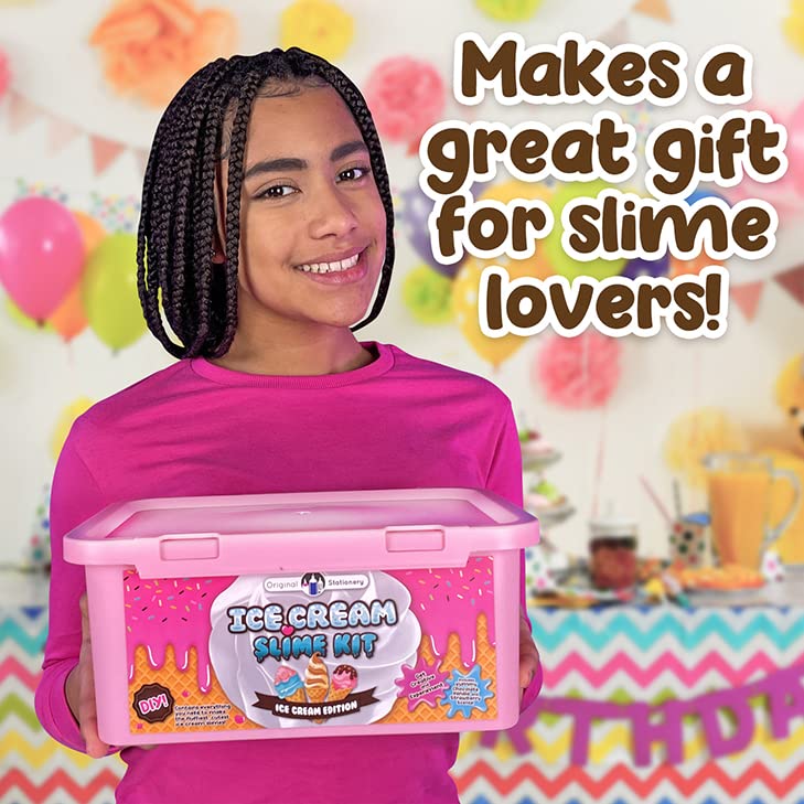 Original Stationery Ice Cream Slime Kit features bright colors and scents to spark imagination.