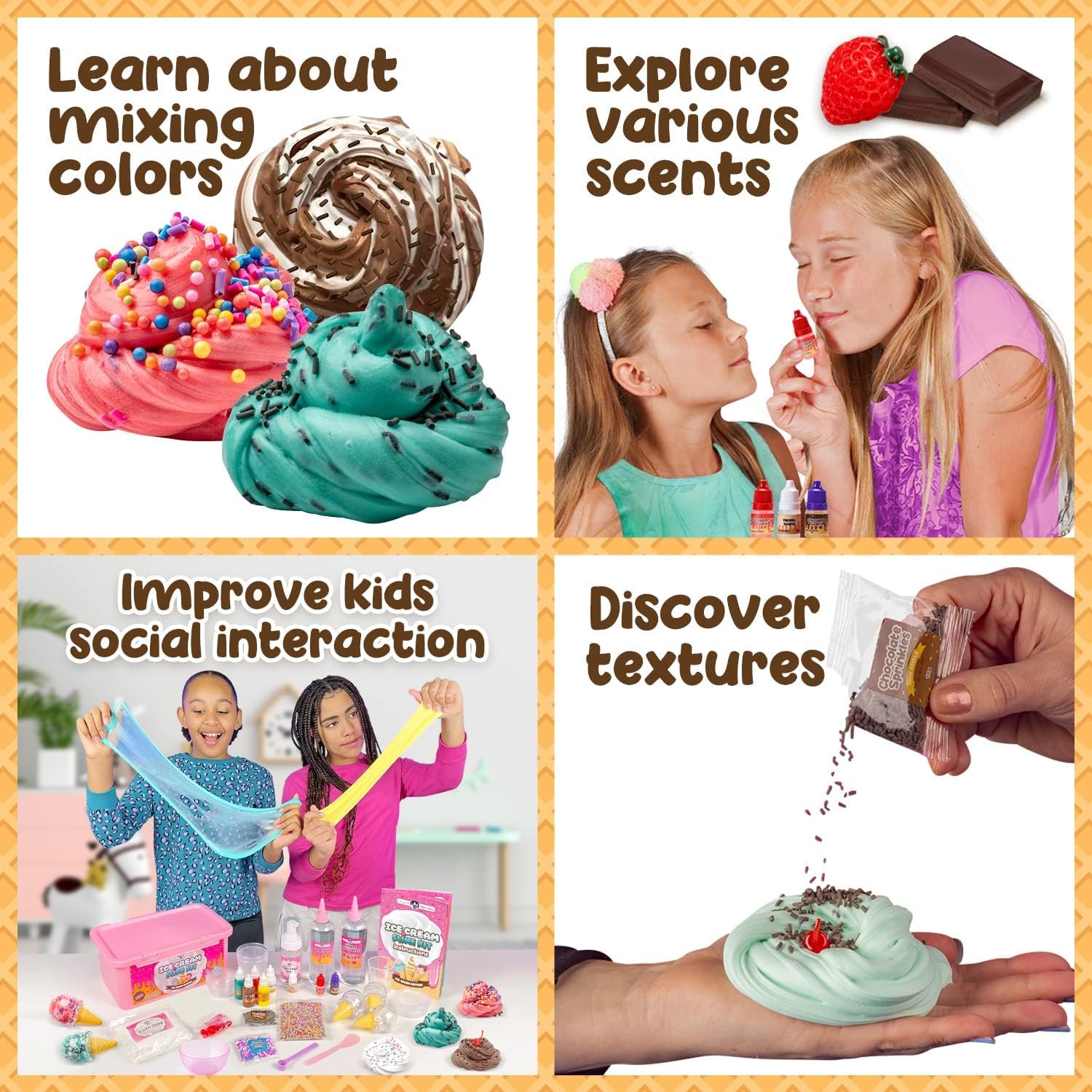 Original Stationery Ice Cream Slime Kit slime-making tools enable safe, mess-friendly crafting.