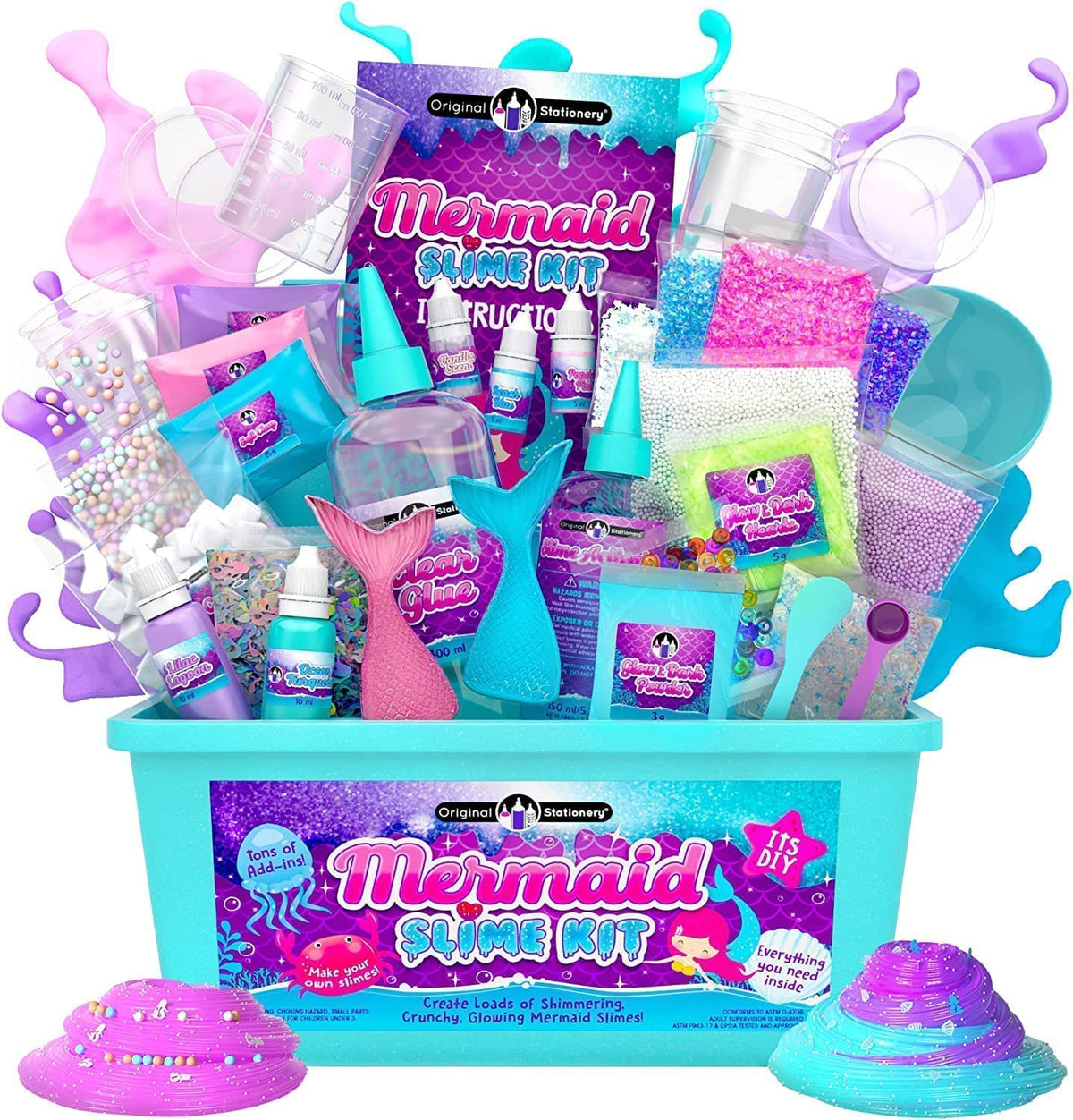 Original Stationery Mermaid Slime Kit: glow-in-the-dark butter slime for kids 7+